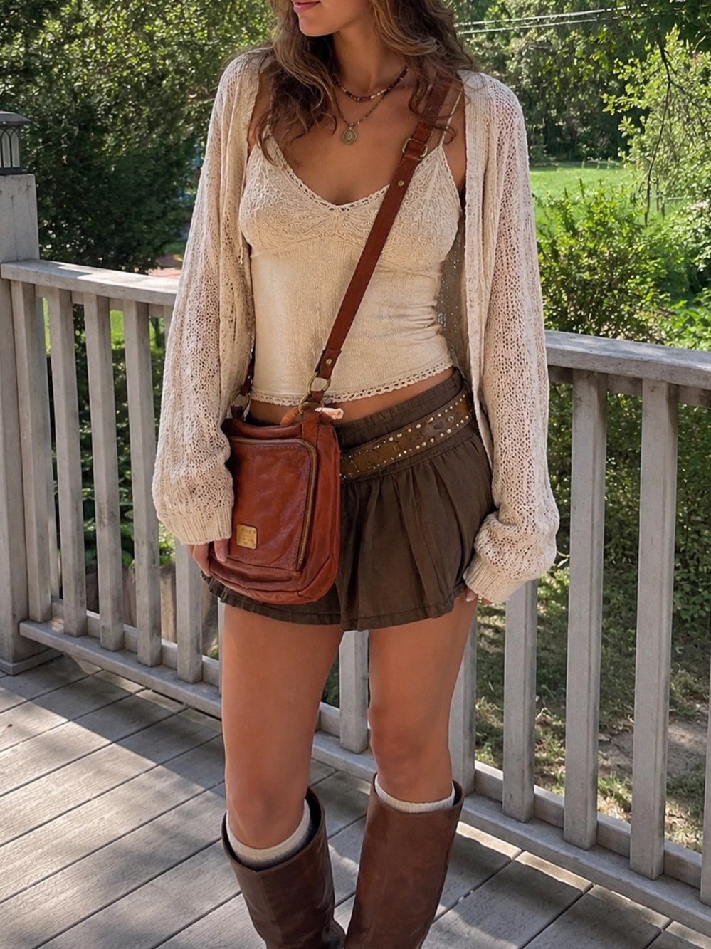 Fossil Long Live Vintage 1954 Brown Leather Crossbody Bag Boho Purse